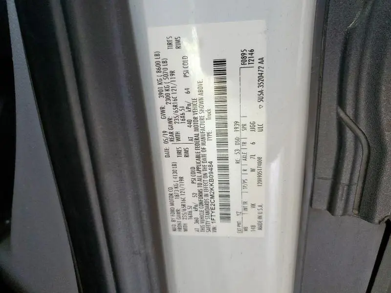 2019 FORD TRANSIT T-150  