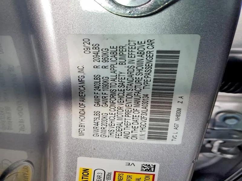 2020 HONDA ACCORD SPORT  