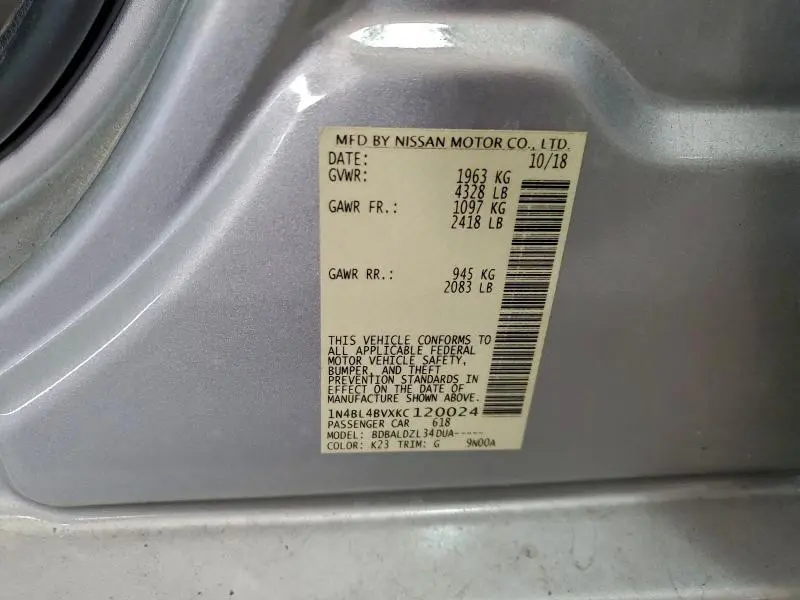 2019 NISSAN ALTIMA S  