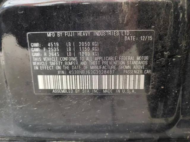 2016 SUBARU LEGACY 2.5I LIMITED  