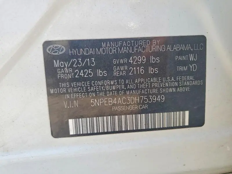 2013 HYUNDAI SONATA GLS  