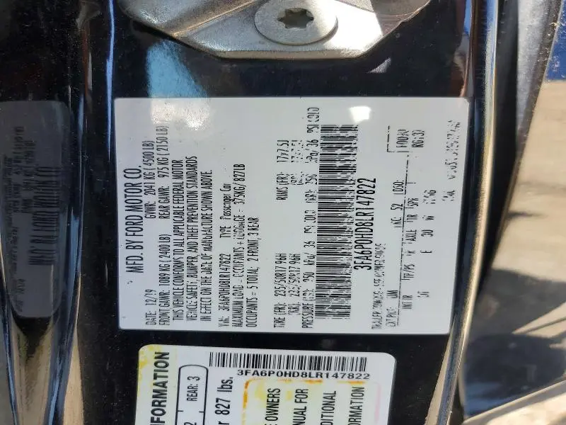 2020 FORD FUSION SE  