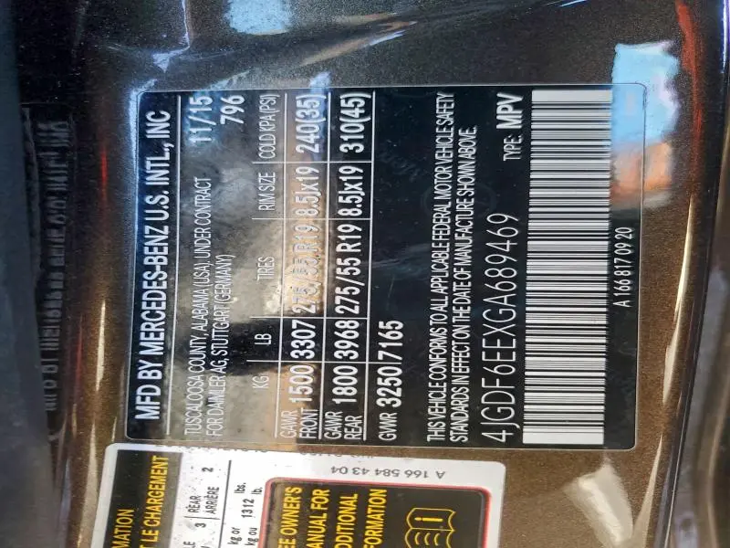 2016 MERCEDES-BENZ GL 450 4MATIC  