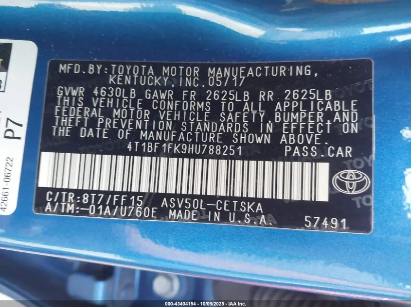 2017 TOYOTA CAMRY SE