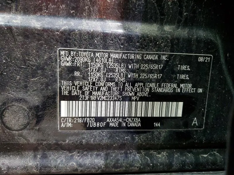 2021 TOYOTA RAV4 LE  
