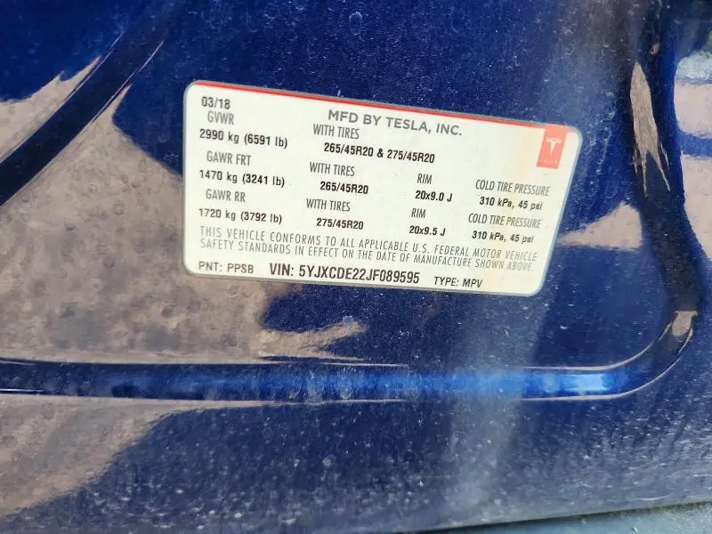 2018 TESLA MODEL X   