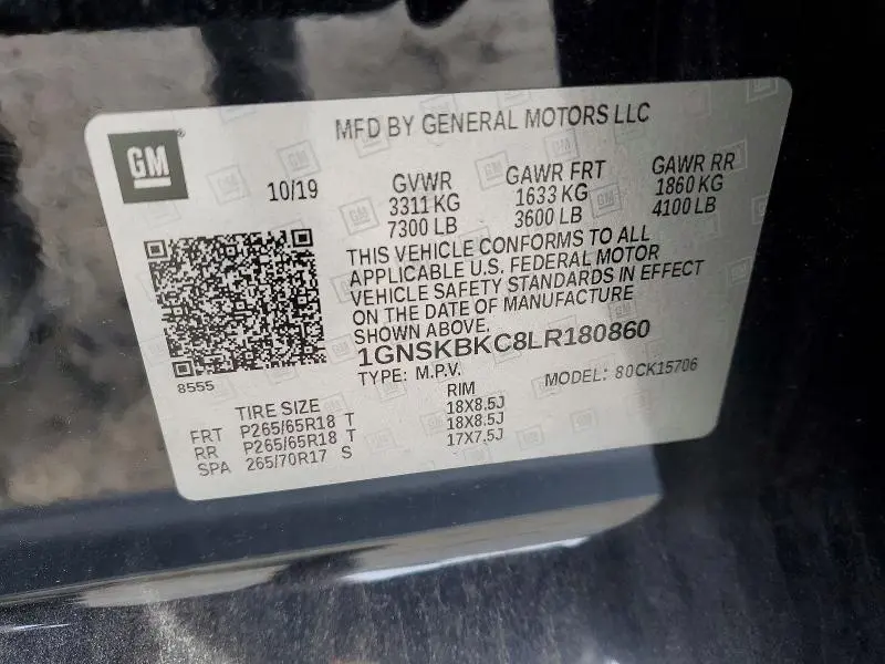 2020 CHEVROLET TAHOE K1500 LT  