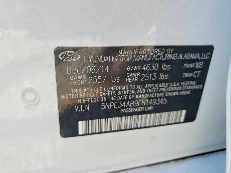 2015 HYUNDAI SONATA LIMITED 2.0T  