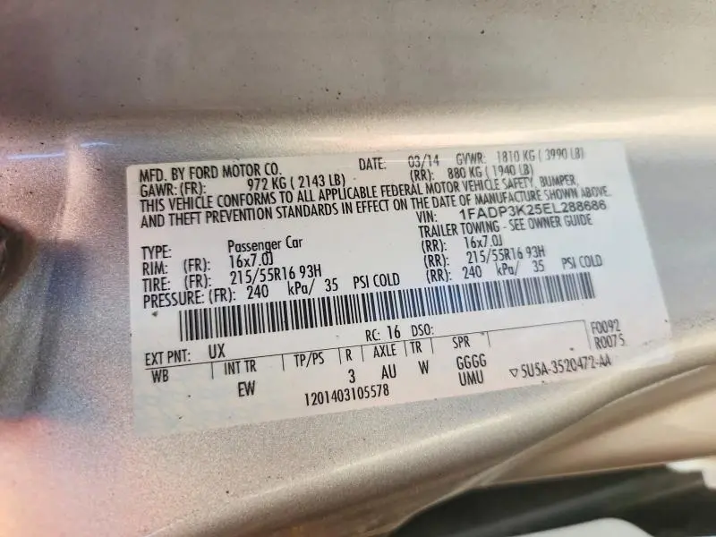 2014 FORD FOCUS SE  