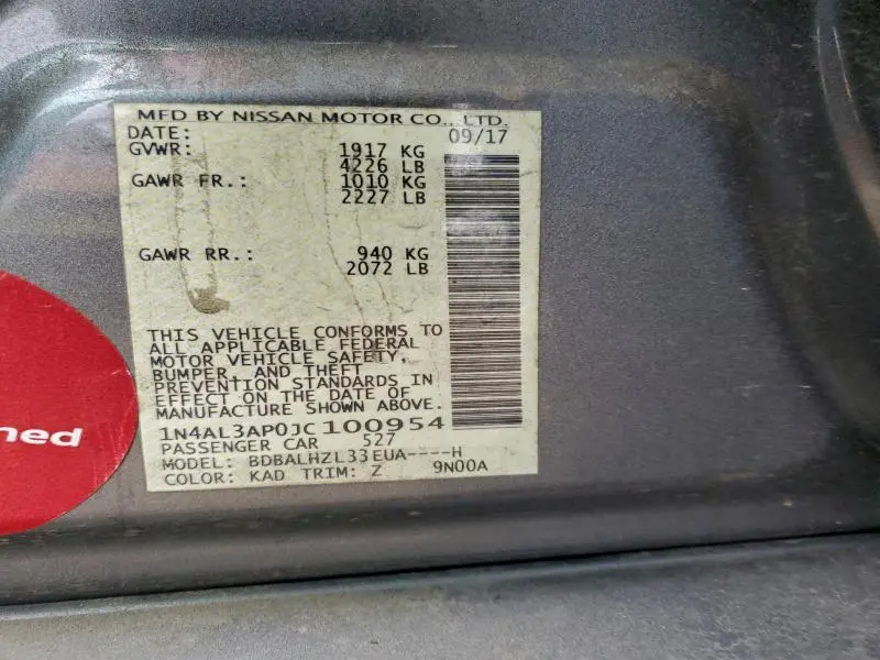 2018 NISSAN ALTIMA 2.5  