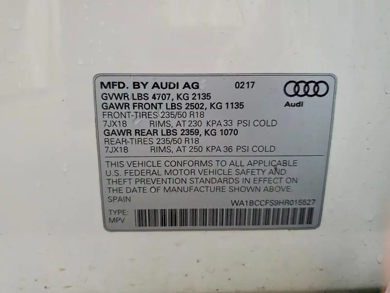 2017 AUDI Q3 PREMIUM  