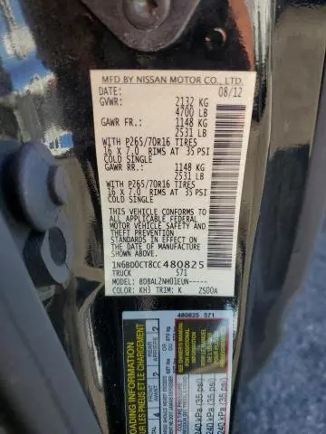 2012 NISSAN FRONTIER S  