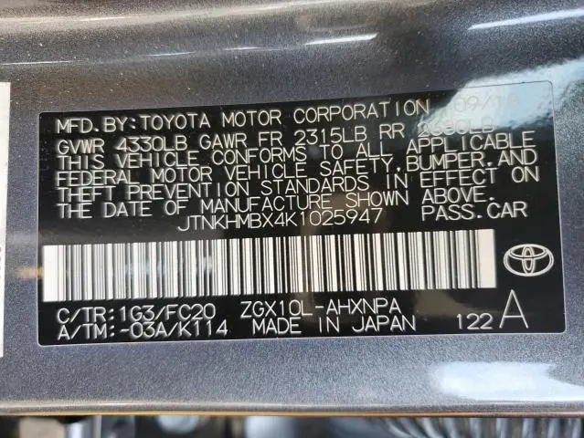 2019 TOYOTA C-HR XLE  