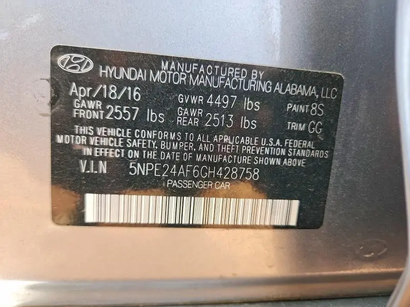 2016 HYUNDAI SONATA SE  