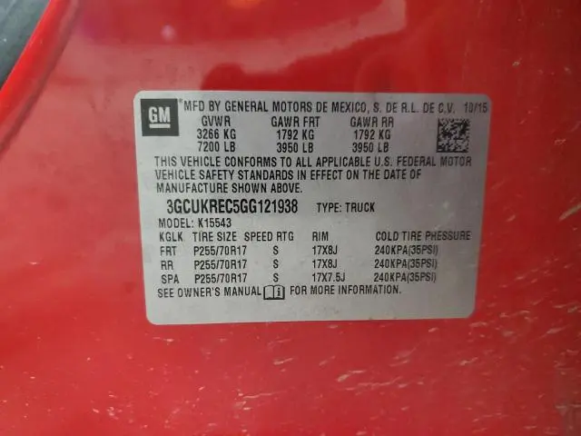 2016 CHEVROLET SILVERADO K1500 LT  