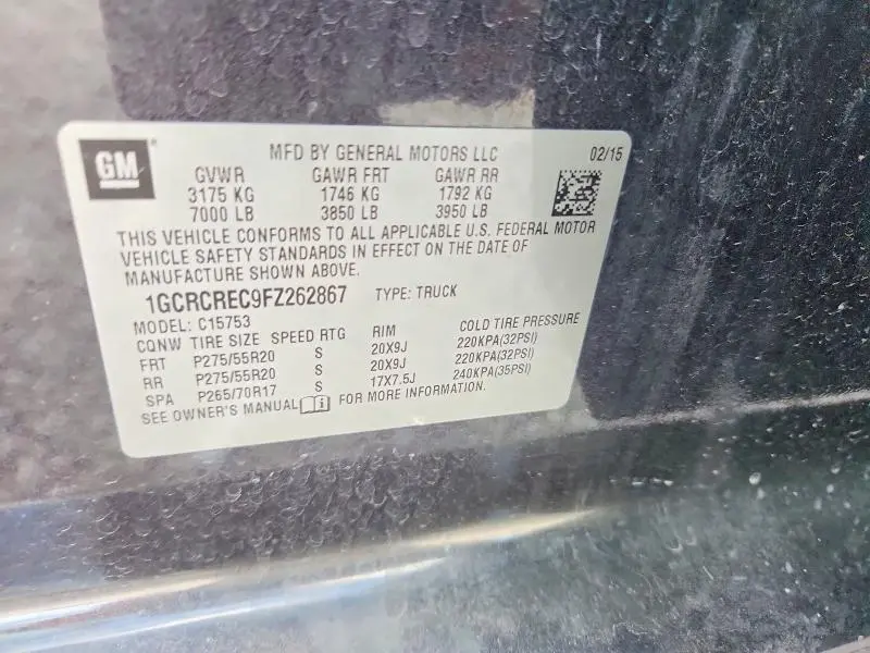 2015 CHEVROLET SILVERADO C1500 LT  