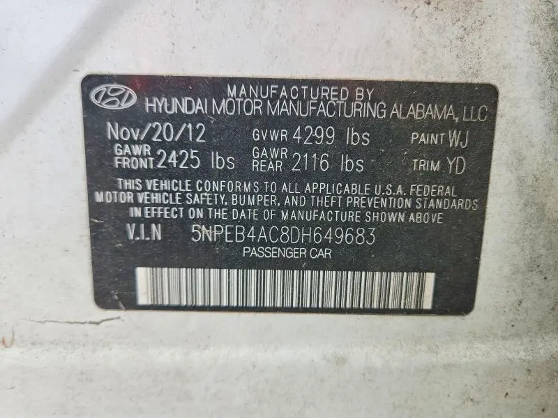 2013 HYUNDAI SONATA GLS  