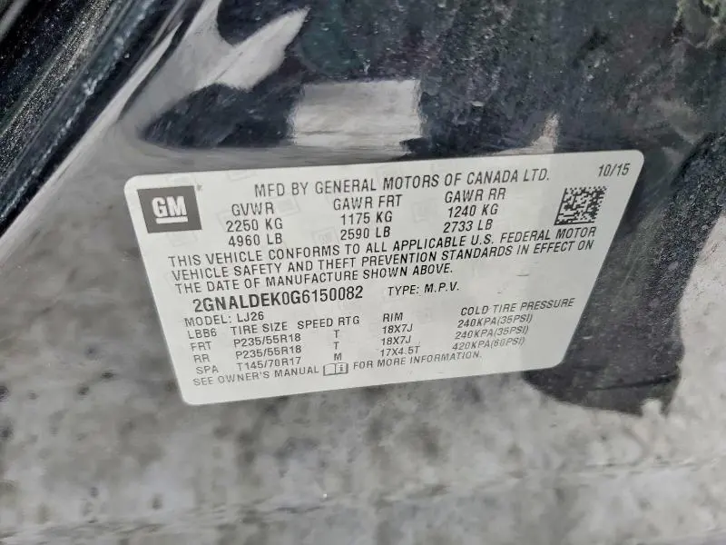 2016 CHEVROLET EQUINOX LTZ  