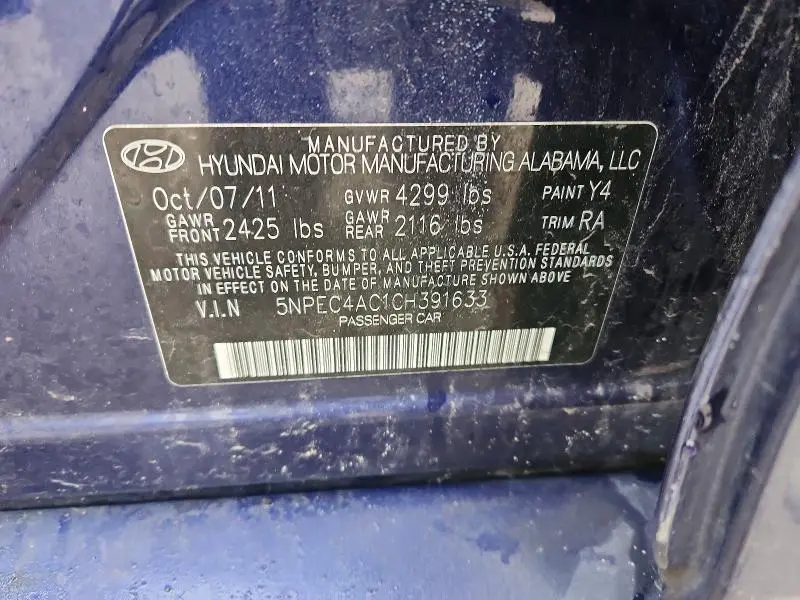2012 HYUNDAI SONATA SE  