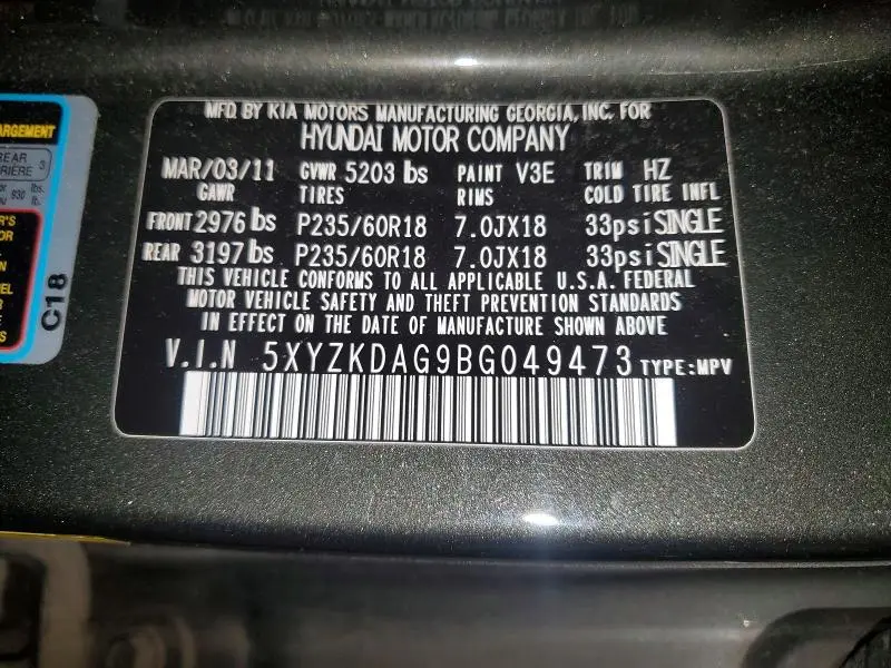2011 HYUNDAI SANTA FE LIMITED  