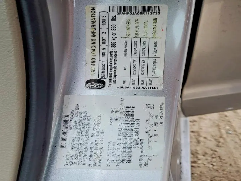 2011 FORD FUSION SEL  
