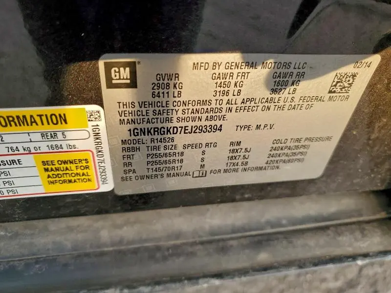 2014 CHEVROLET TRAVERSE LT  