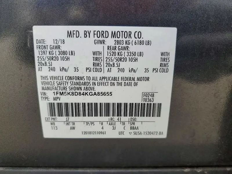2019 FORD EXPLORER XLT  