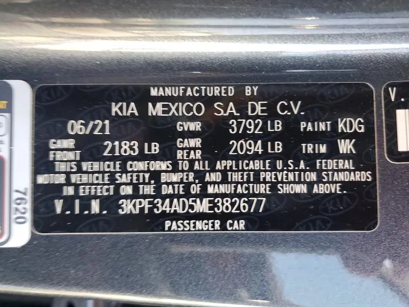 2021 KIA FORTE GT LINE  