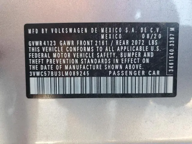 2020 VOLKSWAGEN JETTA S  