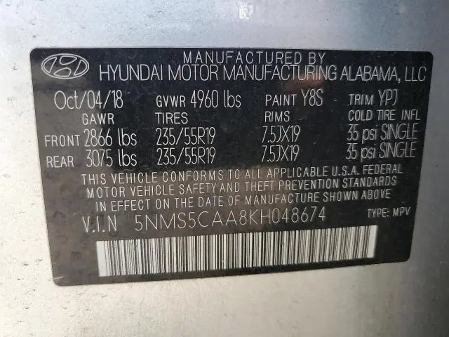 2019 HYUNDAI SANTA FE LIMITED  