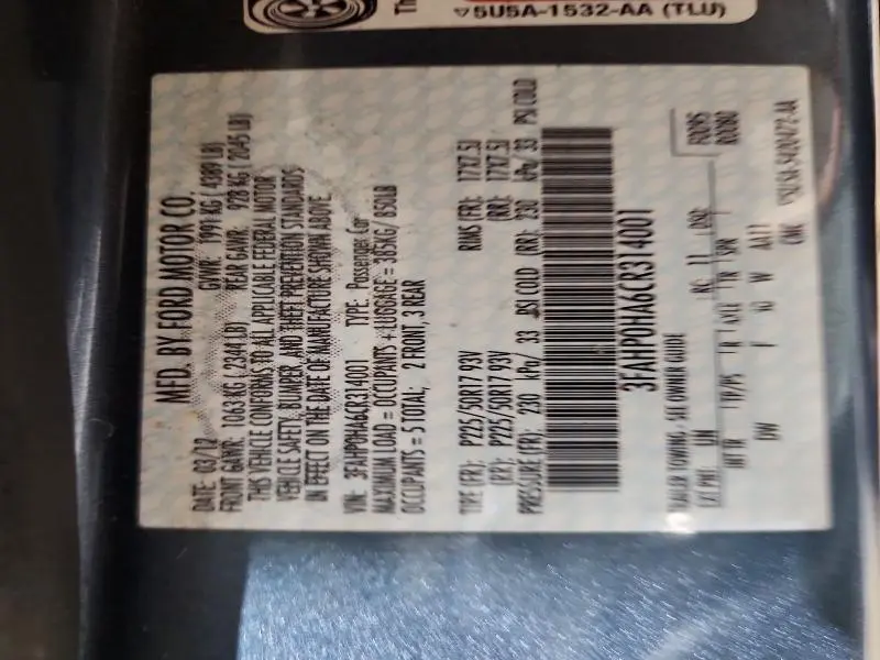 2012 FORD FUSION SE  