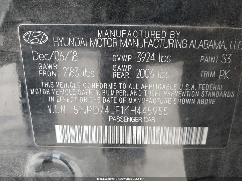 2019 HYUNDAI ELANTRA SE