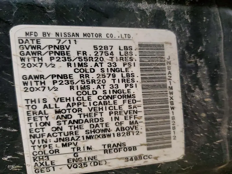 2011 NISSAN MURANO S  