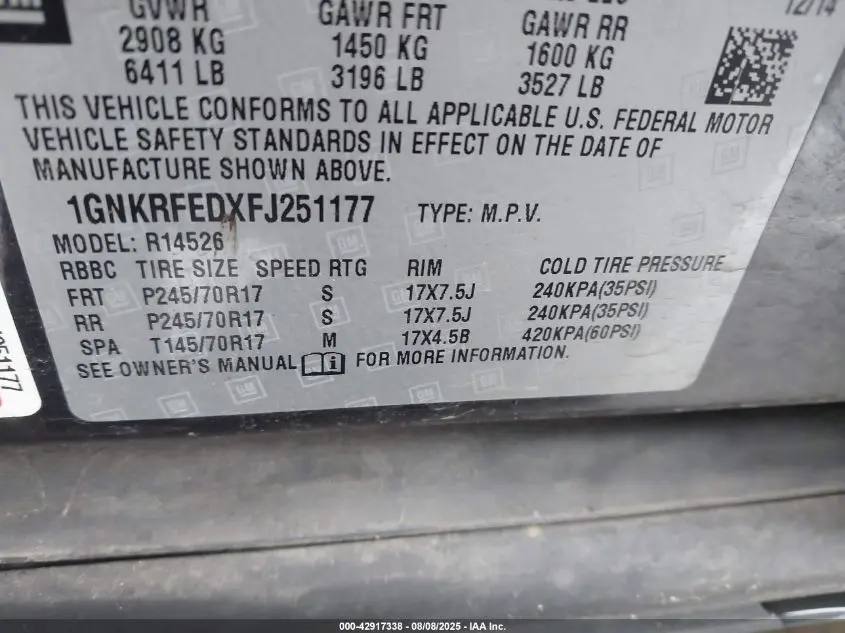 2015 CHEVROLET TRAVERSE LS