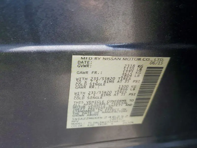 2015 NISSAN MURANO PLATINUM  