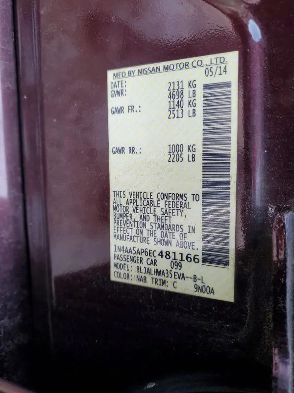 2014 NISSAN MAXIMA 3.5 SV  