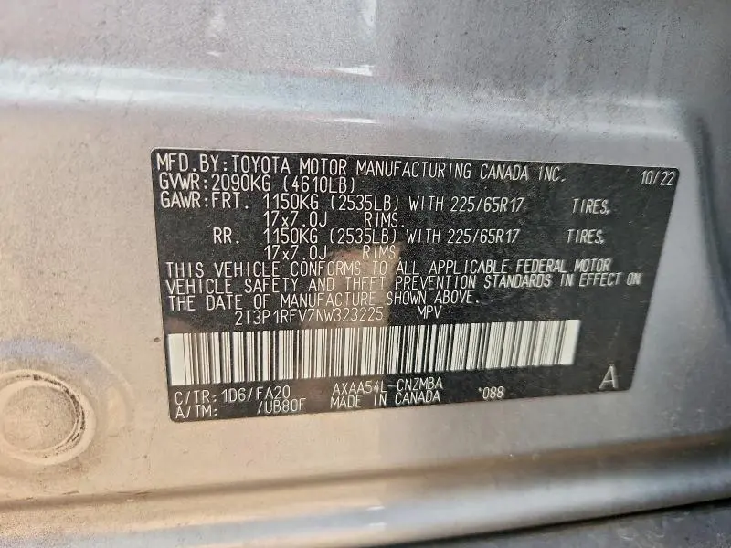 2022 TOYOTA RAV4 XLE  