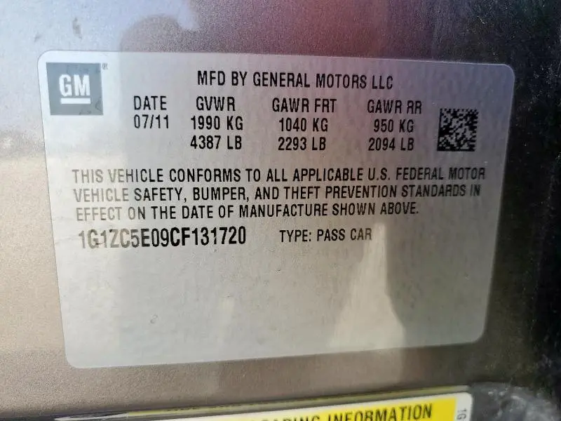2012 CHEVROLET MALIBU 1LT  