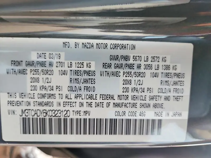 2019 MAZDA CX-9 GRAND TOURING  