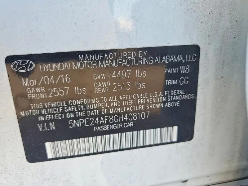2016 HYUNDAI SONATA SE  