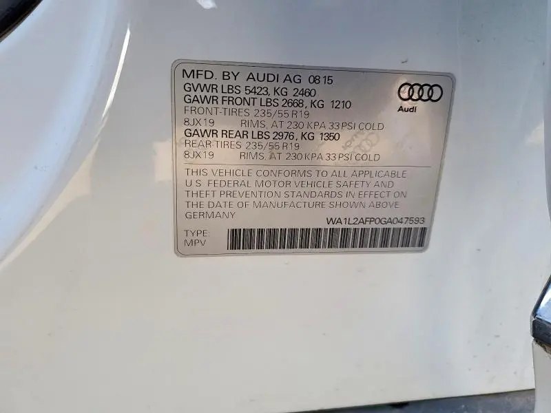 2016 AUDI Q5 PREMIUM PLUS  