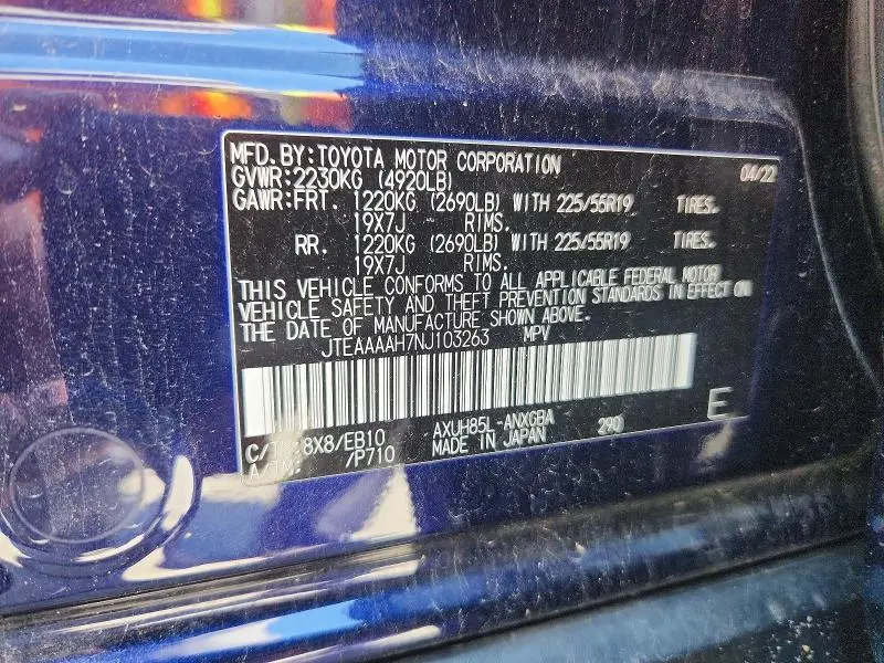2022 TOYOTA VENZA XLE  