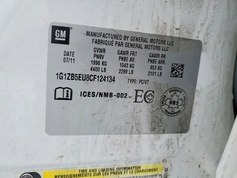 2012 CHEVROLET MALIBU LS  