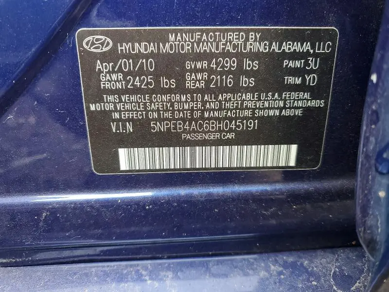2011 HYUNDAI SONATA   