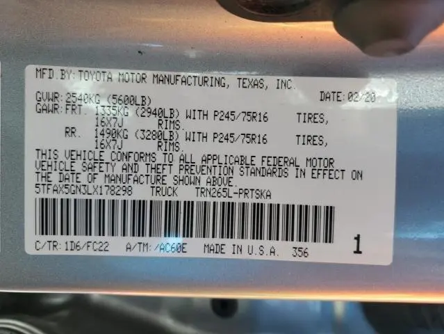 2020 TOYOTA TACOMA DOUBLE CAB  