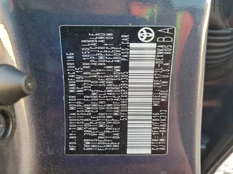 2016 TOYOTA COROLLA LE  