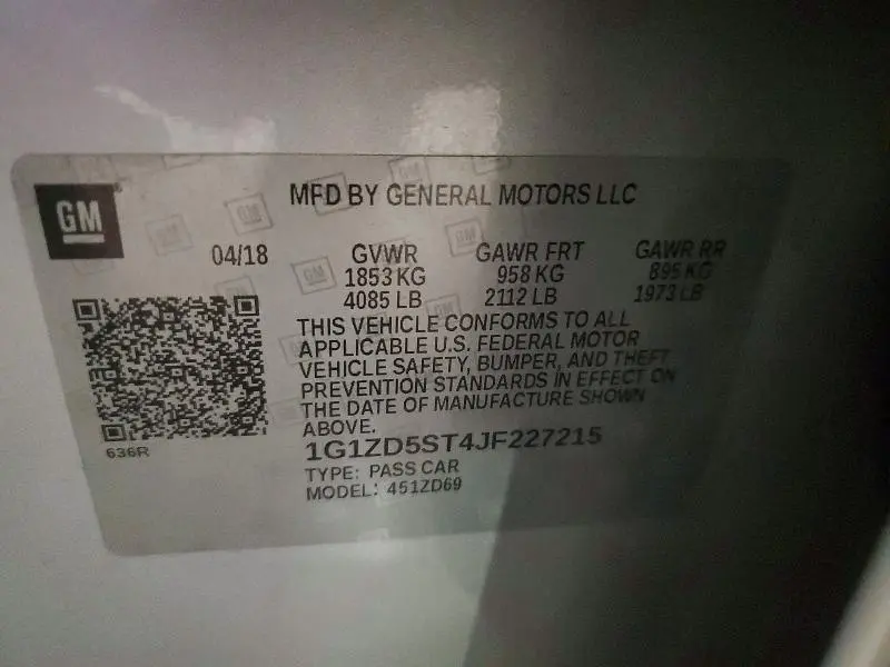 2018 CHEVROLET MALIBU LT  