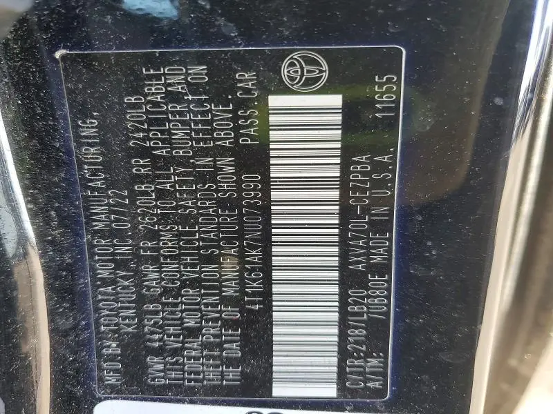 2022 TOYOTA CAMRY XSE  