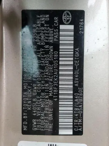 2010 TOYOTA CAMRY BASE  