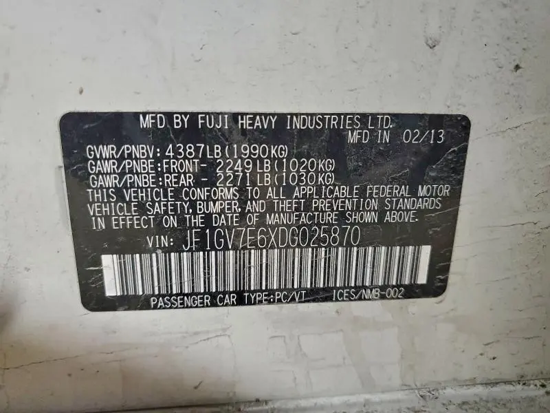 2013 SUBARU IMPREZA WRX  